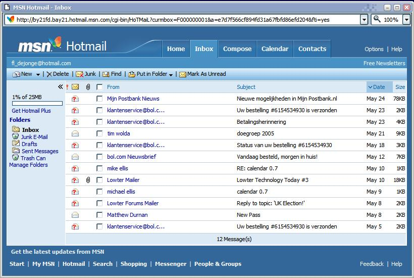 以前的hotmail
